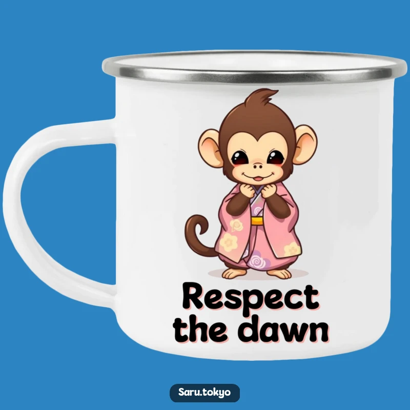 Funny Monkey Kimono Camping Mug: Adventure with a Graceful Bow