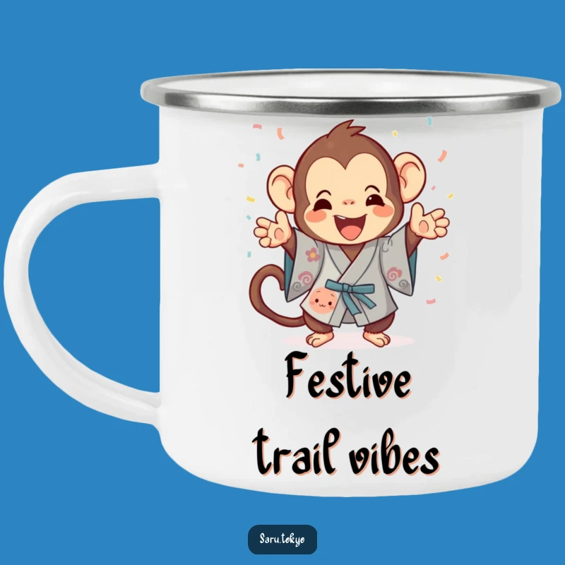 Funny Monkey Kimono Camping Mug: Festive Fun in the Great Outdoors