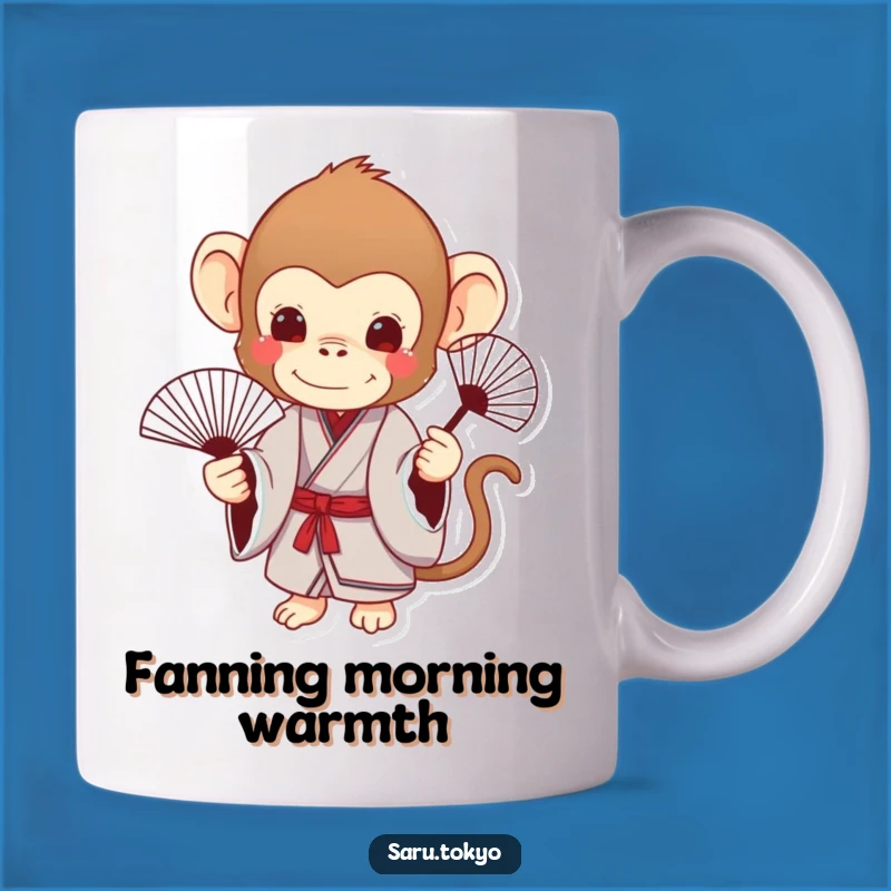 Funny Monkey Fan Kimono Mug: Charming Elegance, Hilarious Gift