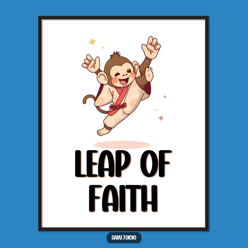 Funny Monkey High Kick Digital Art - Printable Kimono Gift