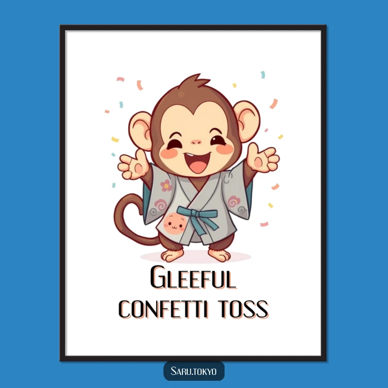 Funny Monkey Kimono Digital Art: Festive Confetti Print for Joyful Decor
