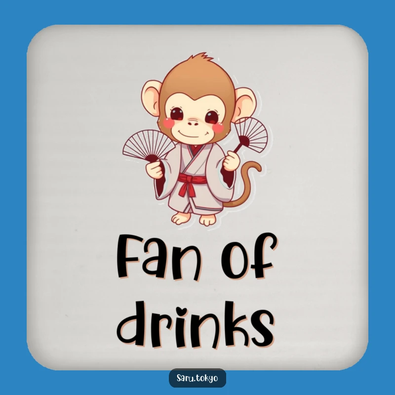 Funny Monkey Kimono Coaster: Elegant Surfaces with a Delicate Fan