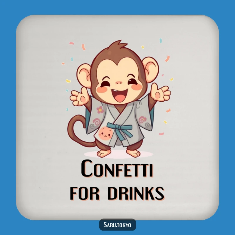 Funny Monkey Kimono Coaster: Festive Surfaces with Gleeful Confetti