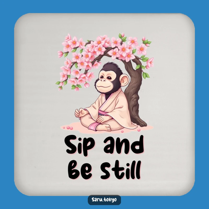 Funny Monkey Kimono Coaster: Serene Surfaces with Peaceful Calm