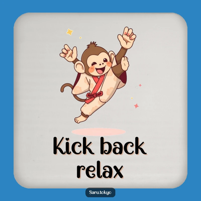 Funny Monkey High Kick Drink Coaster - Festive Kimono Gift