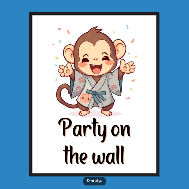 Funny Monkey Confetti Kimono Poster: Festive Art for Humorous Walls