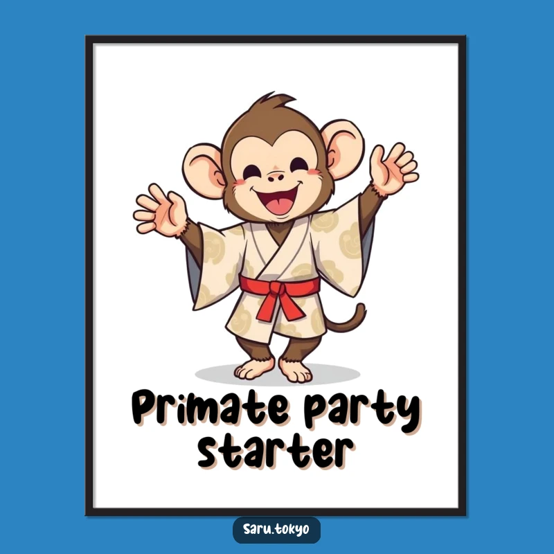 Funny Monkey Kimono Dance Poster - Artistic Silly Wall Art Gift