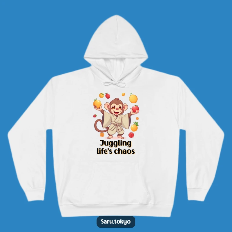 Funny Monkey Juggling Hoodie - Cozy Silk Kimono Comfort Gift
