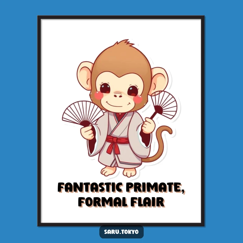 Funny Free Printable Wall Art: Monkey with Fan - Elegant Downloadable Decor