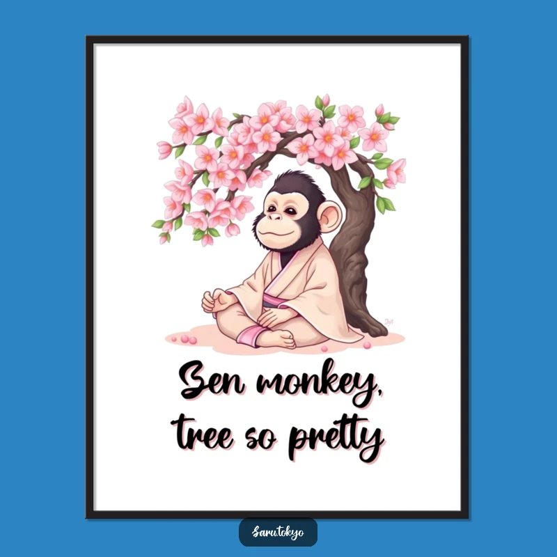 Funny Free Printable Wall Art: Monkey Meditation - Zen Downloadable Decor