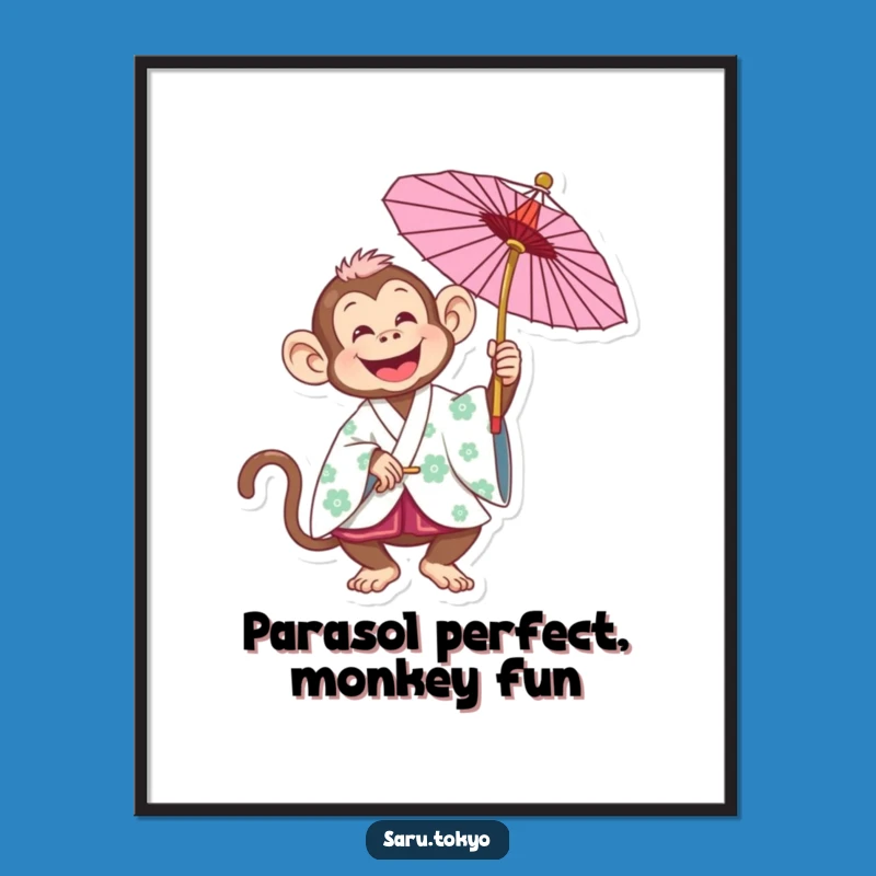 Funny Free Printable Wall Art: Monkey Parasol Spin - Whimsical Downloadable Decor