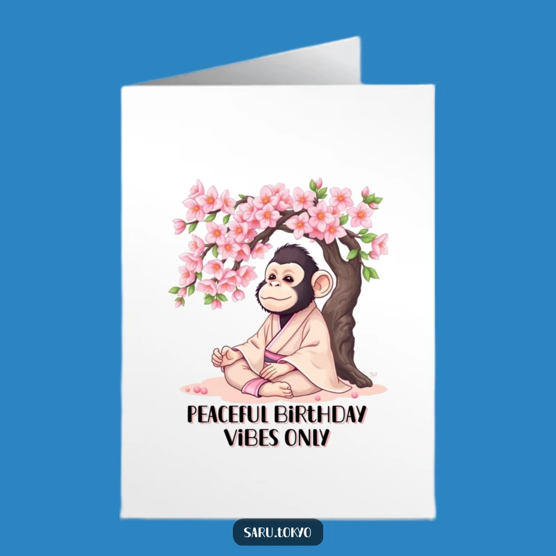 Free Printable Birthday Card: Serene Monkey Meditation - Peaceful Funny Downloadable