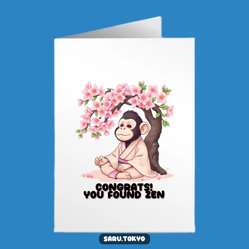 Free Printable Congrats Card: Monkey Meditation - Calm Funny Downloadable