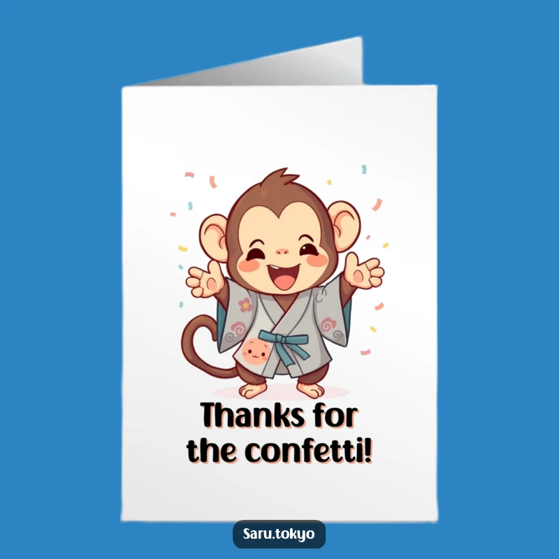 Free Printable Thank You Card: Monkey Confetti Fun - Lively Downloadable Appreciation