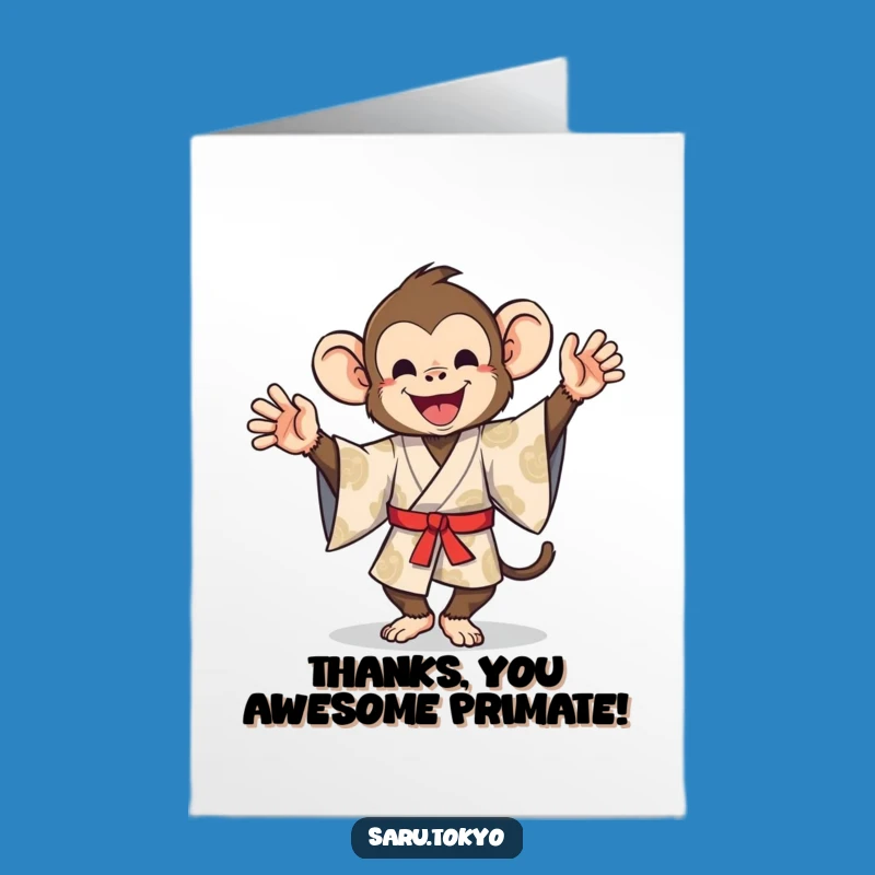Free Printable Thank You Card: Silly Monkey Kimono Dance Gratitude, Downloadable Humorous Gift